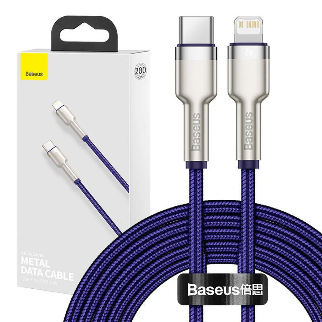 Cavo da USB-C a Lightning Baseus Cafule, 20W, 2M (viola)