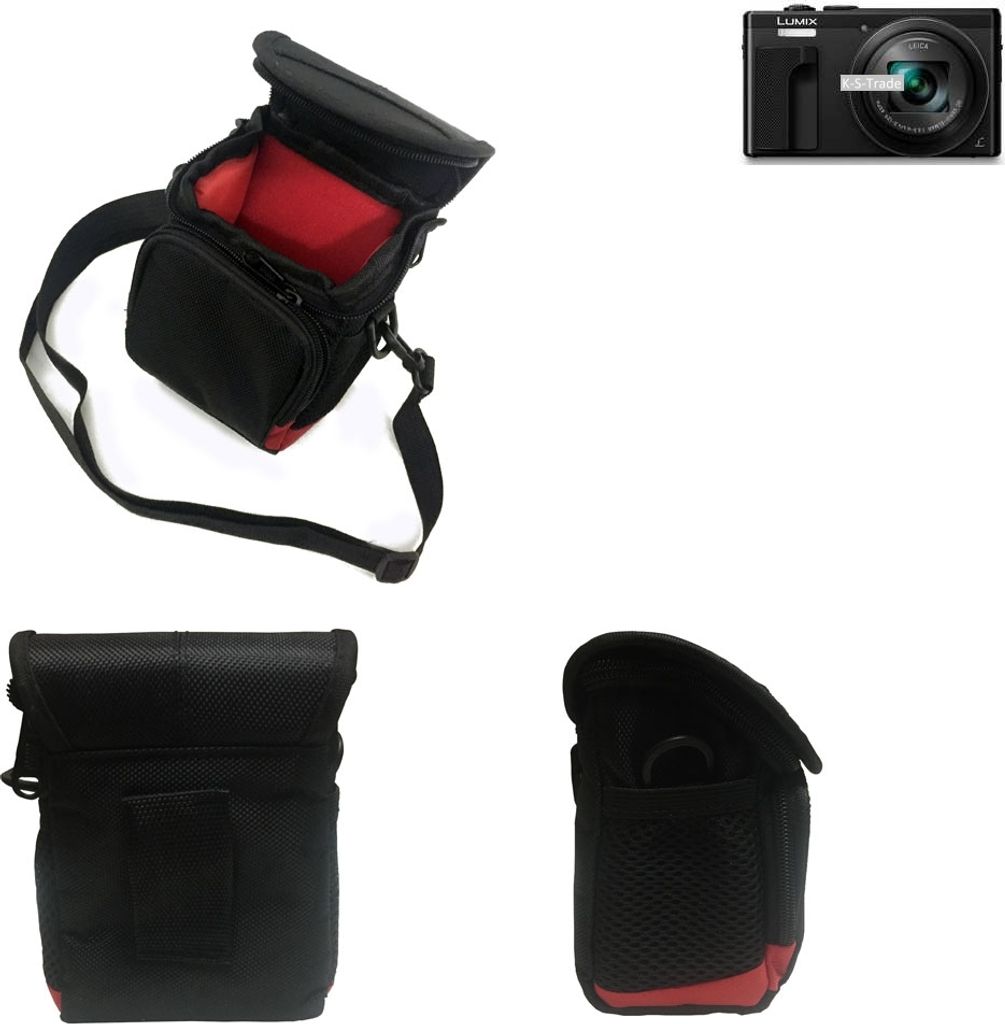 K-S-Trade Kameratasche Fototasche Umhängetasche Schultertasche Zubehör Tasche Schutz Hülle kompatibel mit Panasonic Lumix DMC-TZ81 mit Zusatzfach