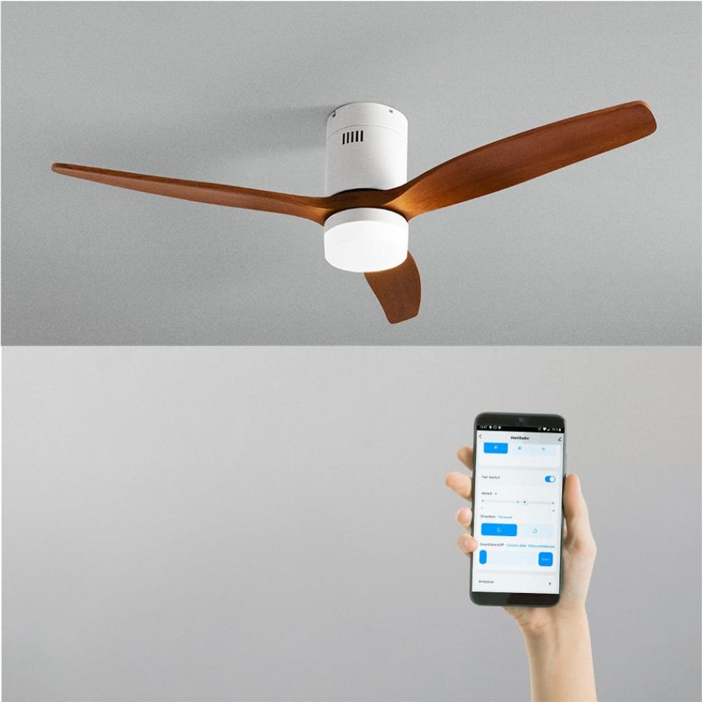 WIND CALM NATURAL WOOD - Leiser Deckenventilator 40W 100% Holz