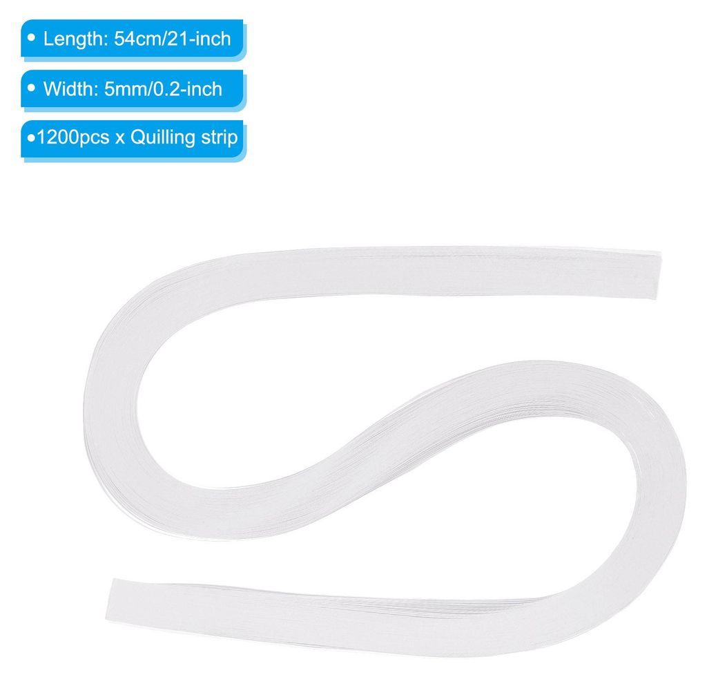 1200 Stš¹ck Quilling-Streifen Papier 5mm(3/16") 54cm Origami-Papier Quilling-Streifen fš¹r Kunst DIY Handwerk Weihnachten, Wei?