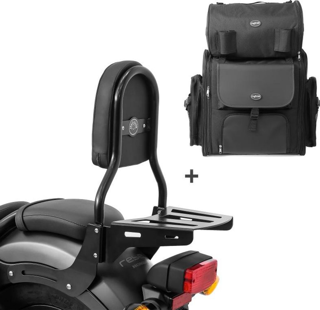 Sissybar CL + Hecktasche für Honda Rebel 500 17-25 mit Gepäckträger
