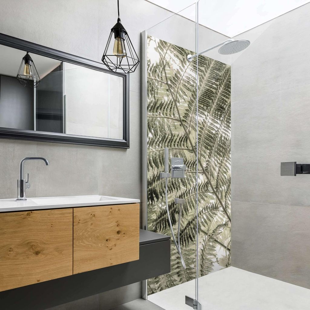 Duschrückwand mit Motiv selbstklebend - 0.61 mm Wandpaneel wasserfest Design grün Motiv Badrückwand fugenlos Premium matt 80x210 cm