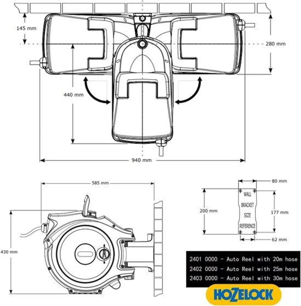 Tuyau d'arrosage auto-rétractable 30m gris haute résistance et raccords
