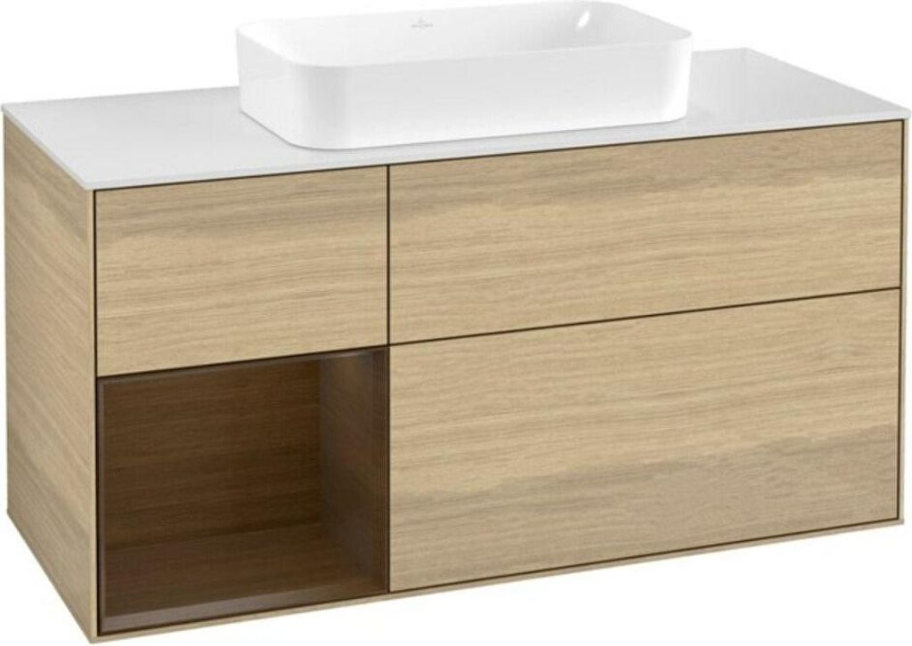 V&B Waschtischunterschrank Wandbeleuchtung Finion 120x60 cm, Reg re wal veneer, Oak Veneer