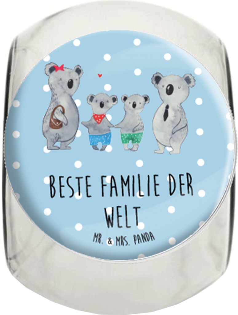 Mr. & Mrs. Panda Kaffeedose Koala Familie zwei XL 2000ml - Blau Pastell - Geschenk, Koalabär, Familienzeit, Bonboniere, glasbehälter, Bonbonglas,...