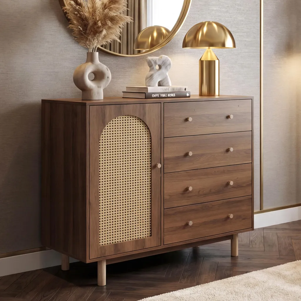 Meuble de Rangement Intérieur pour Salon et Chambre en Polyrotin 95cm