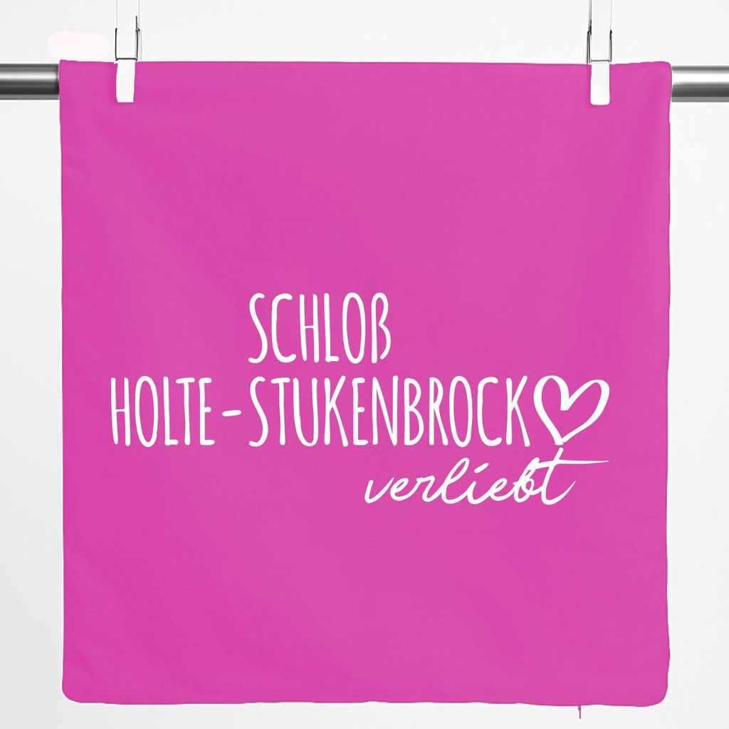 Huuraa Kissenbezug Schloß Holte-Stukenbrock verliebt 40x40cm Fuchsia Baumwolle Dekokissenbezug Geschenkidee