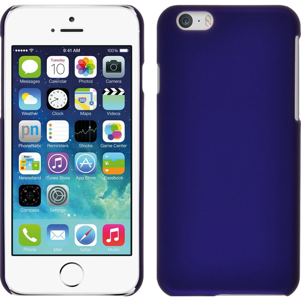 PhoneNatic Case kompatibel mit Apple iPhone 6s / 6 - Hülle lila gummiert Hard-case + 2 Schutzfolien