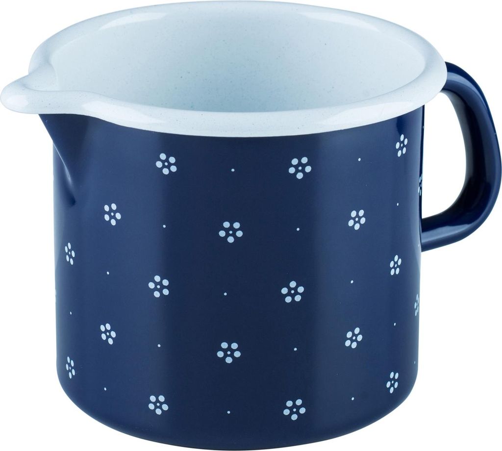 Riess Schneltopf Ø12cm 1 Liter Emaille Country Dirndl Blümchenblau