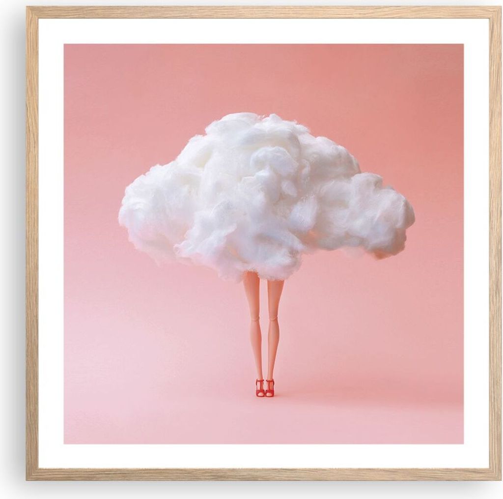Gerahmtes Poster - Rahmen in heller Eiche - Wolke Beine Surrealismus - 60x60 cm - Wand Bild - Wanddeko - Wandbilder - Kunstposter - Wandposter - Bi...