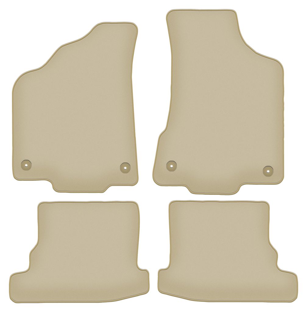 Velours-Fußmatten PREMIUM beige passend für Volkswagen Polo III FL 6N2 (1999-2001, Schrägheck, Limousine, Klassiker) – mit Befestigungen – p...