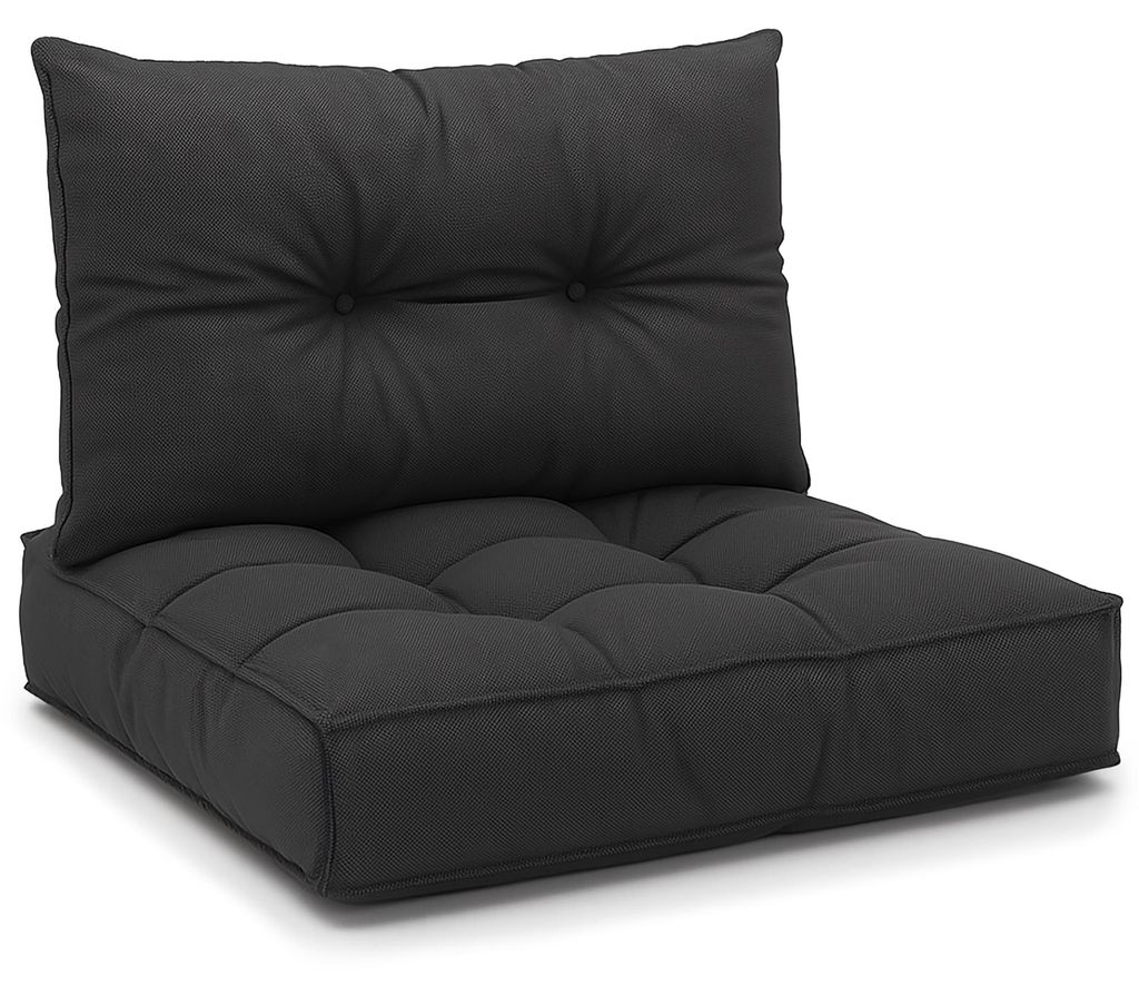Polster Gartenmöbel Set 60x60 + 40x60 cm Outdoor Loungekissen Rattan Graphit