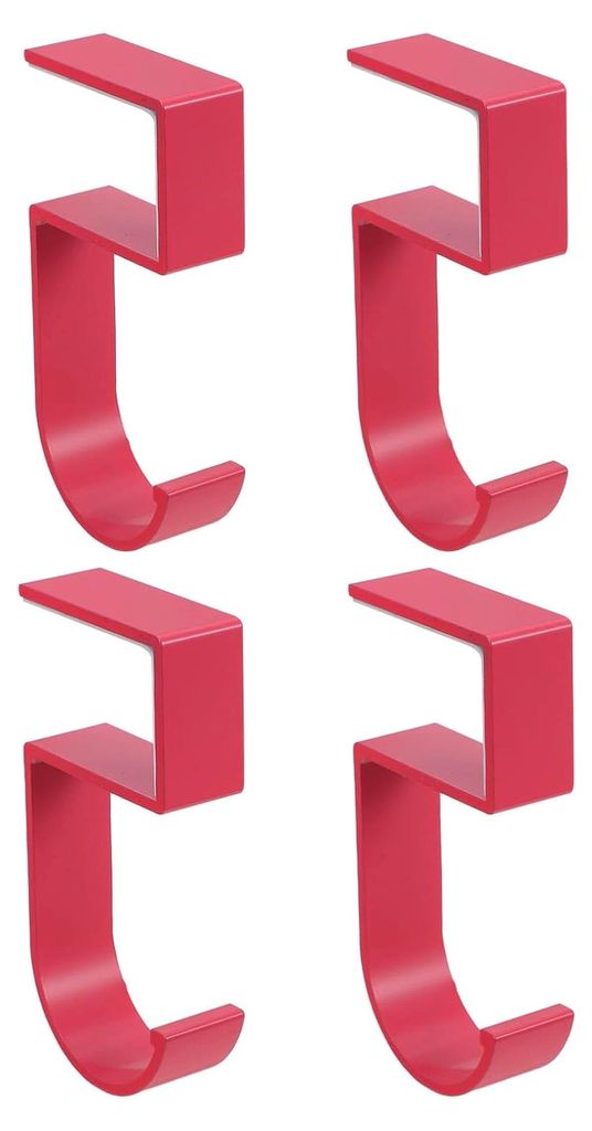 4 Stück Taschenhaken für den Schreibtisch – Werkzeuglose Schreibtischhaken aus robustem Material in Rosa – Halter für Handtaschen, Rucksäck...