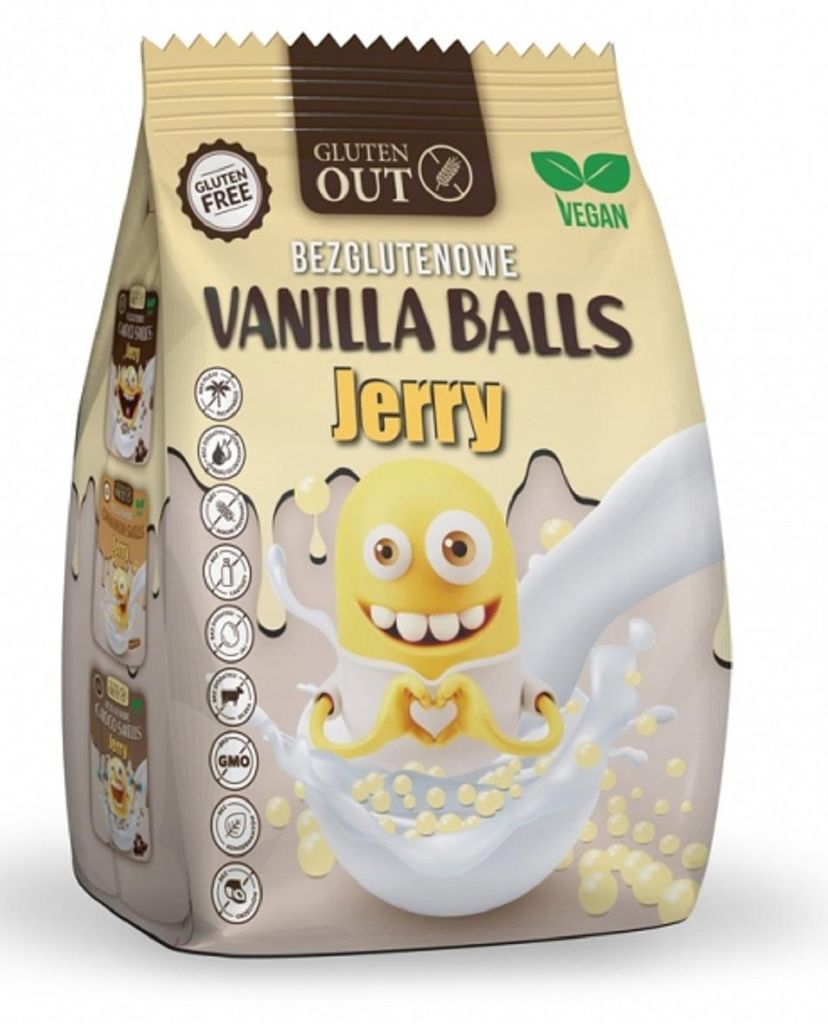 KULKI KUKURYDZIANE O SMAKU WANILIOWYM BEZGLUTENOWE 375 g - JERRY GLUTEN OUT