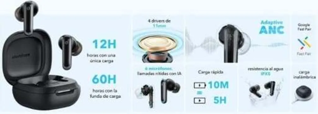 Auricolari Soundcore P40i: 60h Batteria e Cancellazione Rumore Adattiva - 9