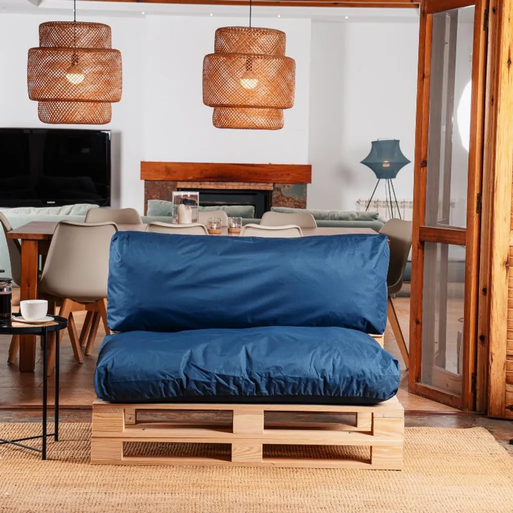 Offerta Lotto 2 Cuscini per Pallet BANANAIR Blu Sfoderabile 120x80x40 - 4