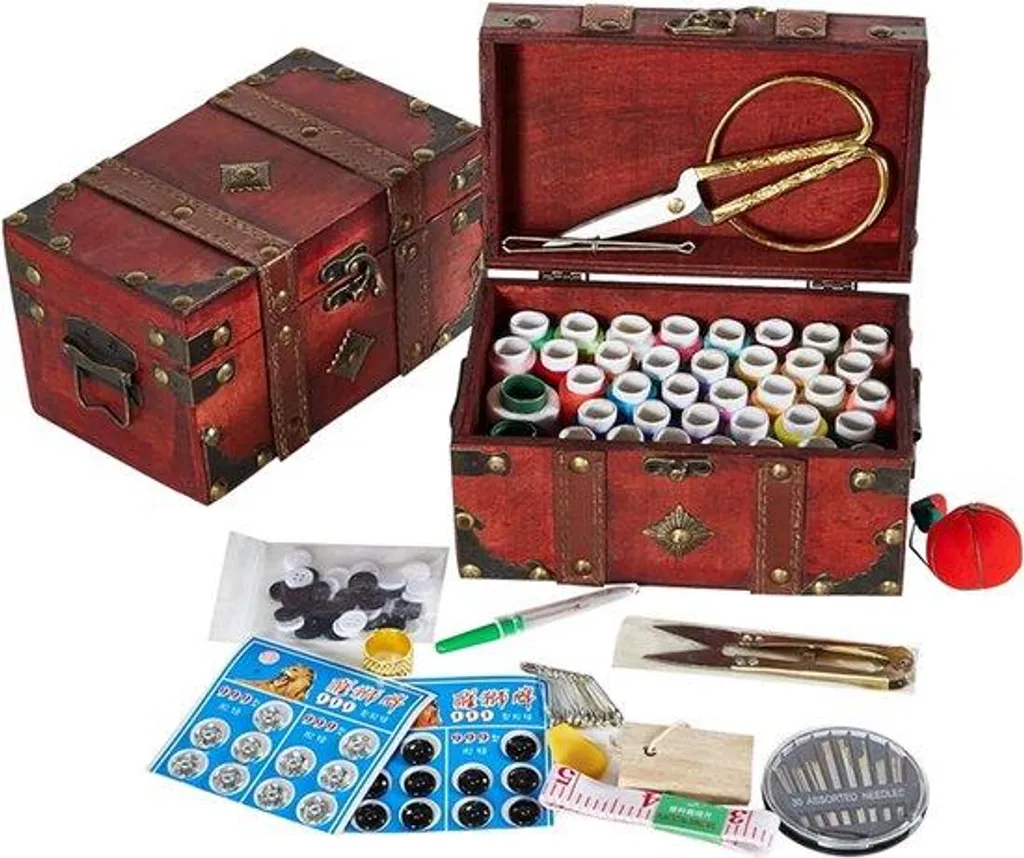 Trousse à couture bois anti-nœud : kit de secours compact et complet