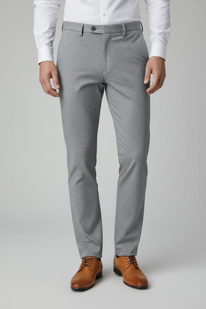 GENTS - Stretch-Hose Piqué Melange Grau - Nylon, Viskose, Polyester, Elasthan - Grau - Größe 52/XL