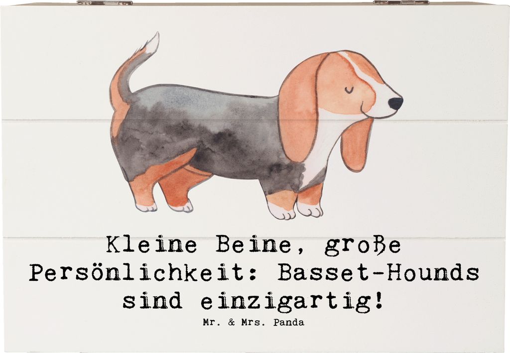 Mr. & Mrs. Panda kiste holz Basset Hound Persönlichkeit 22 x 15 cm - Weiß - Geschenk, Holzbox, fotobox, Box, Hunderassen Pflege, besonderer Wegge...