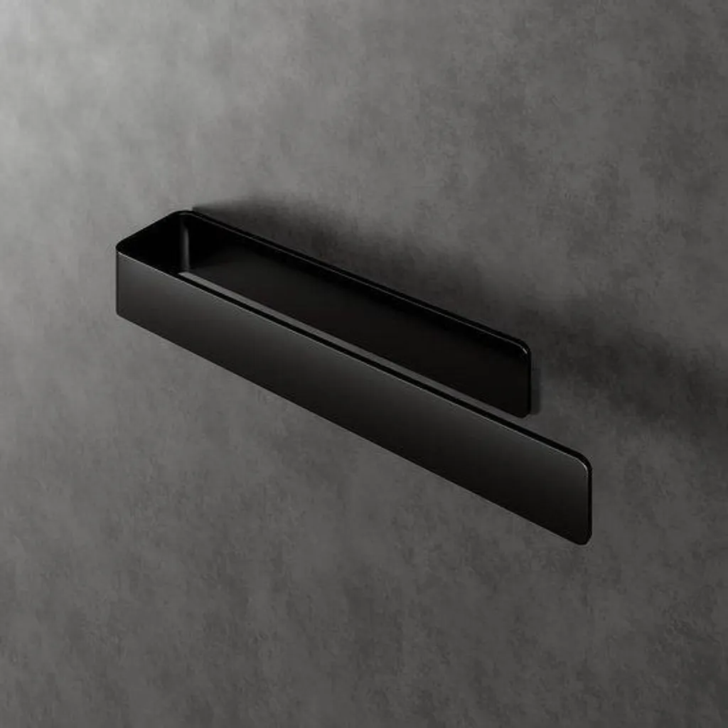 Porte-serviettes inox noir mat sans perçage avec fixation adhésive 3M