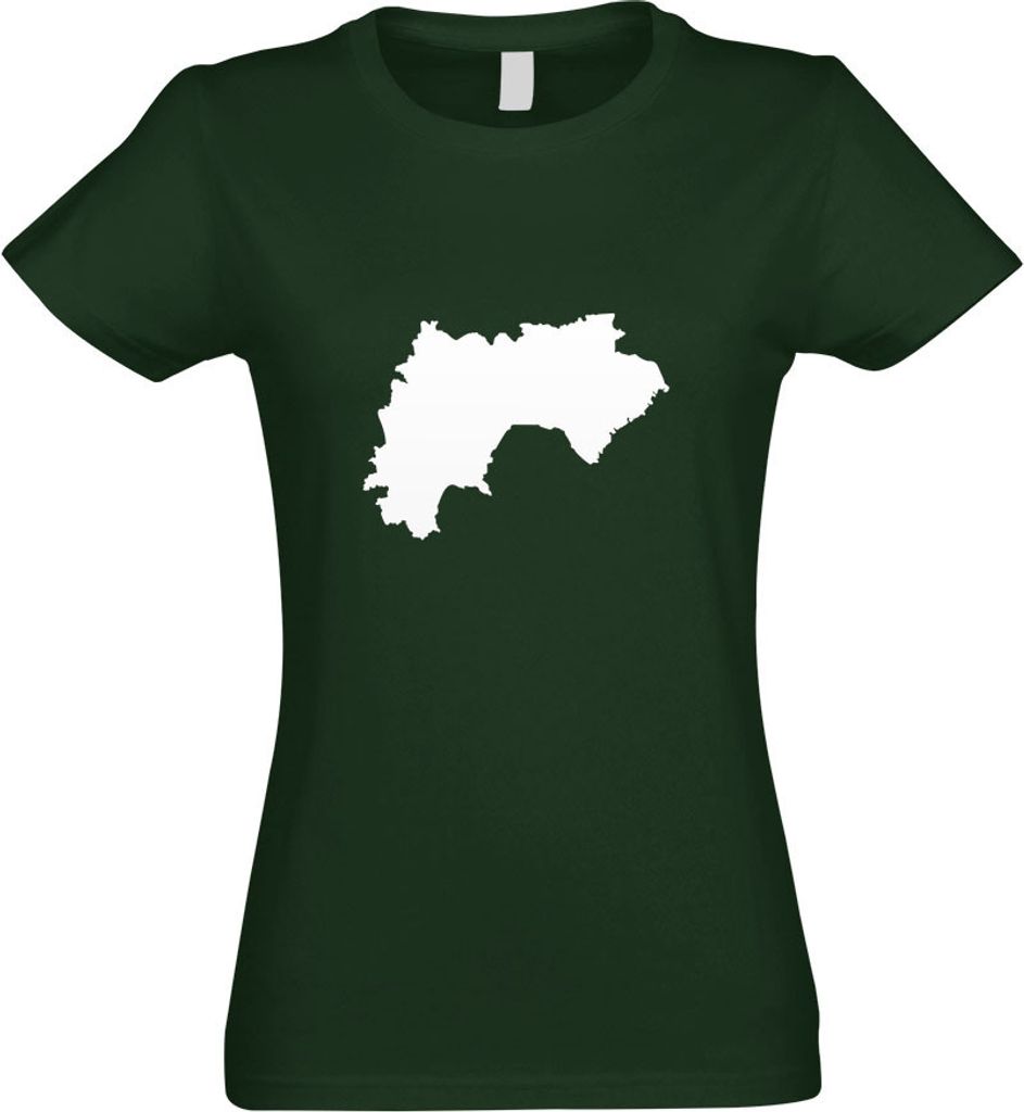 Kiwistar - T-Shirt tailliert - Damen - flaschengrün - Guinea Umriss Kontur - mit Motiv Bedruckt - Funshirt Design - Sport - Freizeit - Damen - M