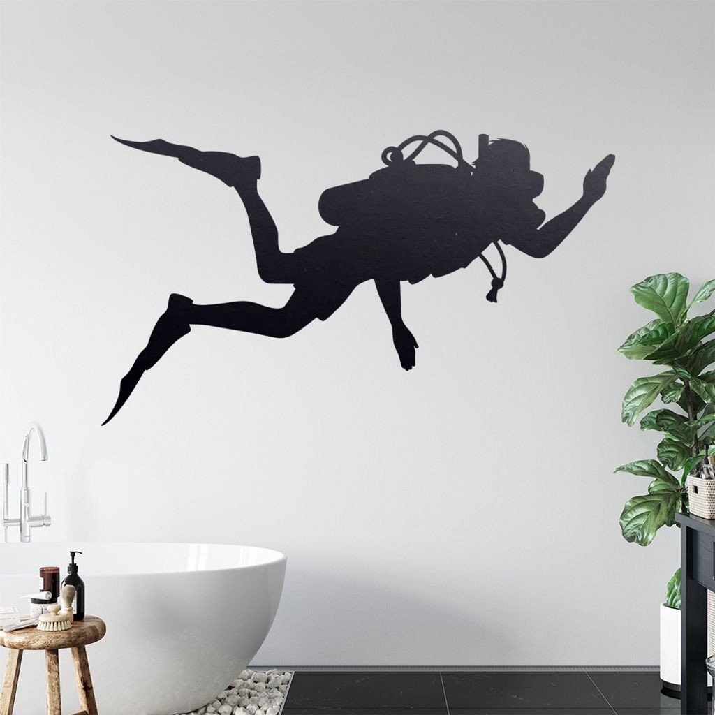 KIWISTAR Taucher mit Druckluftflasche Wandtattoo in 6 Größen - Wandaufkleber Wall Sticker - Dekoration, Küche, Wohnzimmer, Schlafzimmer, Badezimmer