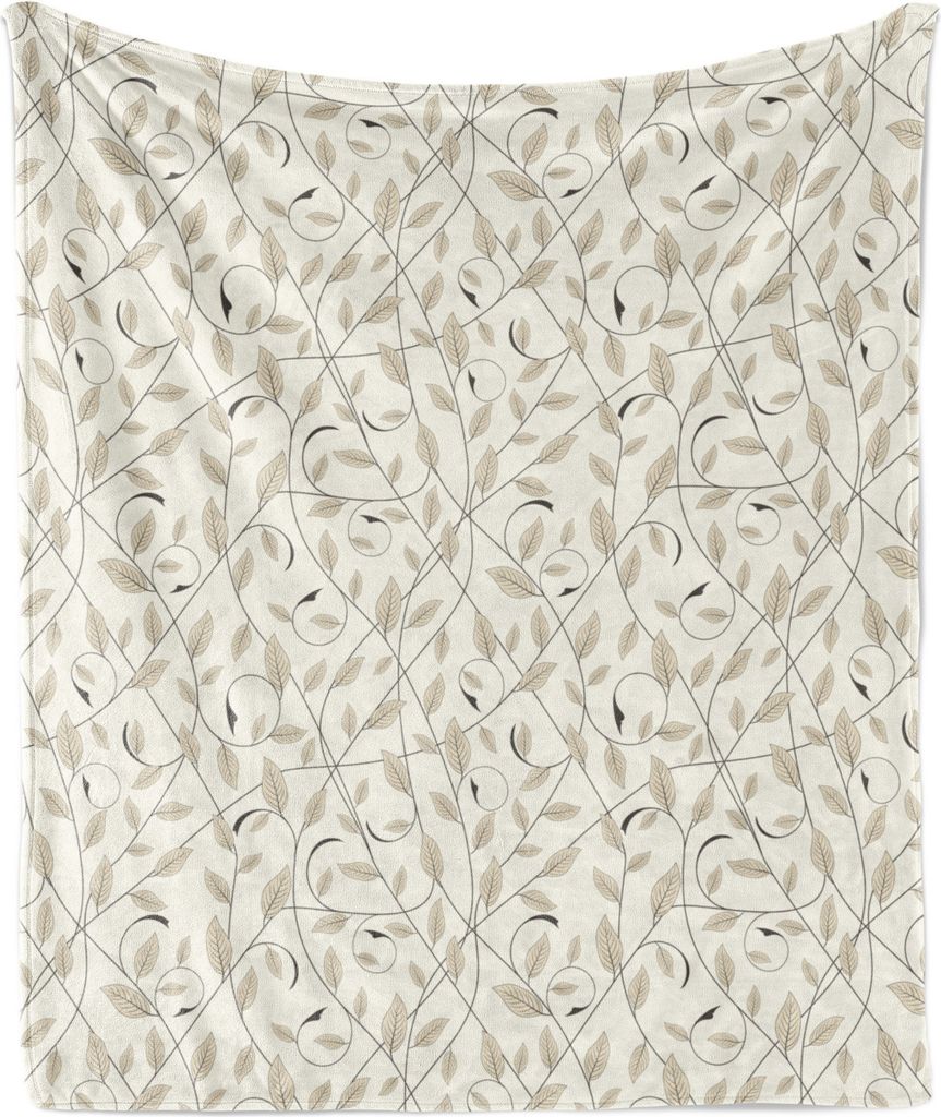 ABAKUHAUS Blumen Weich Flanell Fleece Decke, Illustration von Curling Zweigen mit gestreiften Blättern Botanical Ornamenten, 175 x 230 cm, Eischal...