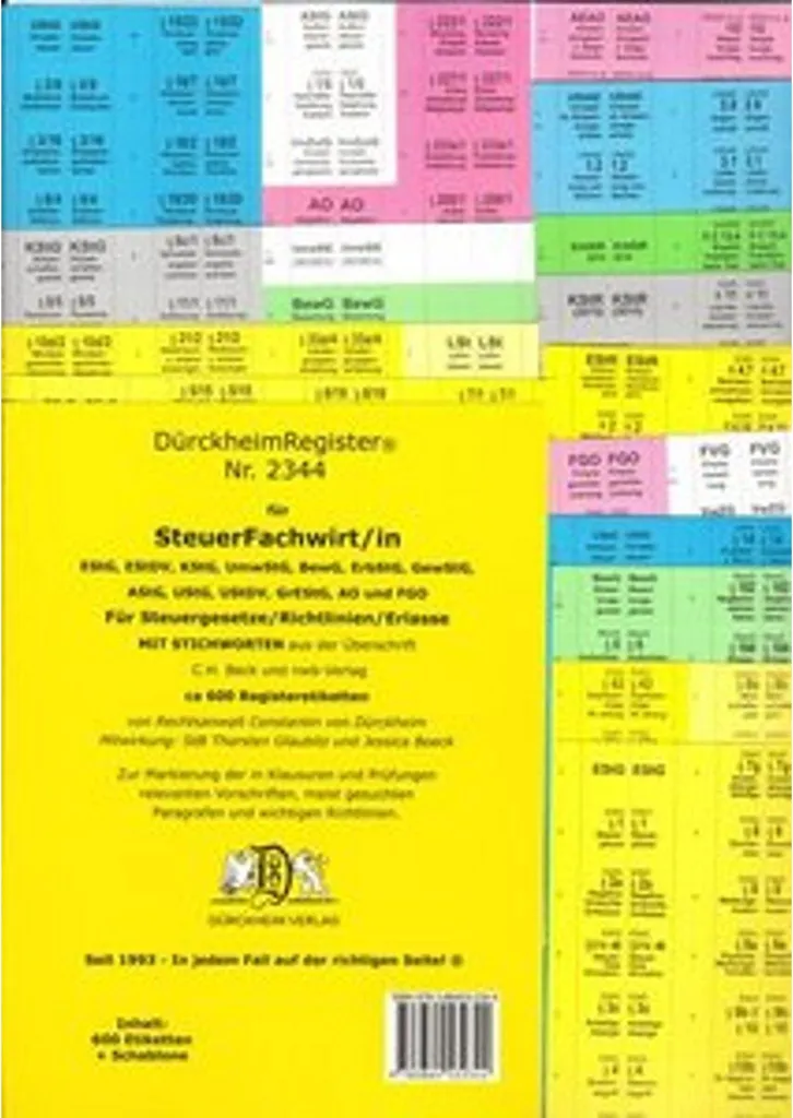 DürckheimRegister avec Mots-clés pour Lois et Décrets Fiscaux
