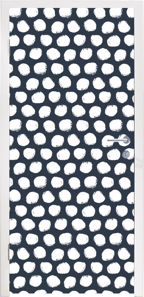 MuchoWow Türtapete Selbstklebende Türfolie Tupfen - Muster - Weiß 80x215 cm Türposter Türaufkleber Klebefolie Türklebefolie - Selbstklebend...