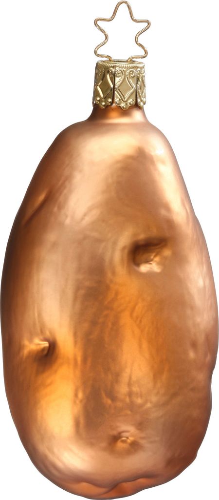 Christbaumschmuck Anhänger Glas Kartoffel 10cm Braun Produktbild 