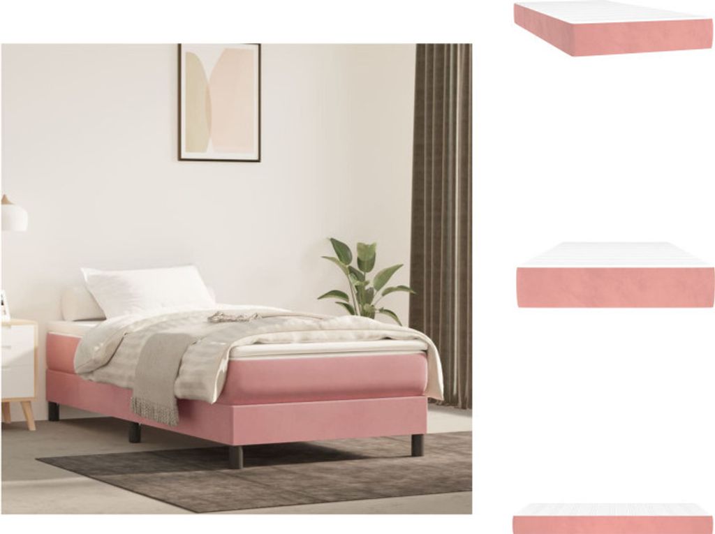 vidaXL Taschenfederkernmatratze Rosa 90x190x20 cm Samt - Matratzen