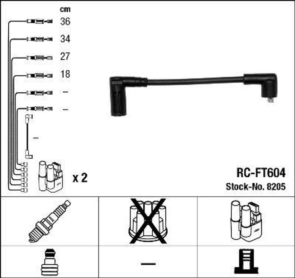 NGK 8205 Zündkabelsatz OE kompatibel mit Seicento, Cinquecento