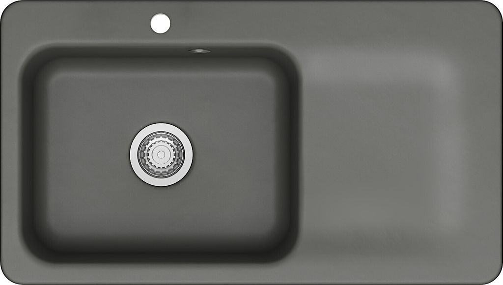 KeraDomo Spüle JUNA 90 in LAVA - Becken links mit Handbetätigung / Systemceram / Keramikspüle