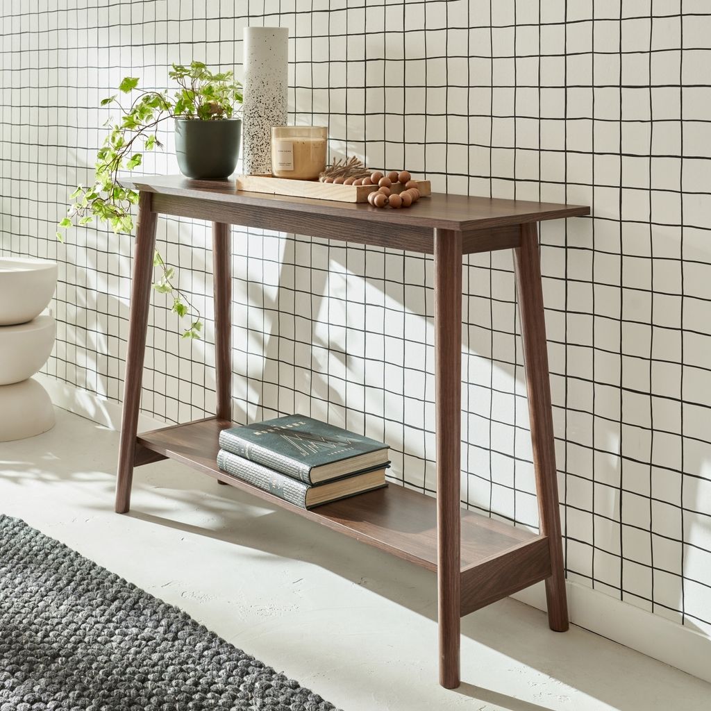 sweeek - Skandinavische Konsole 1 Regal - Nussbaumfarben Produktbild 2