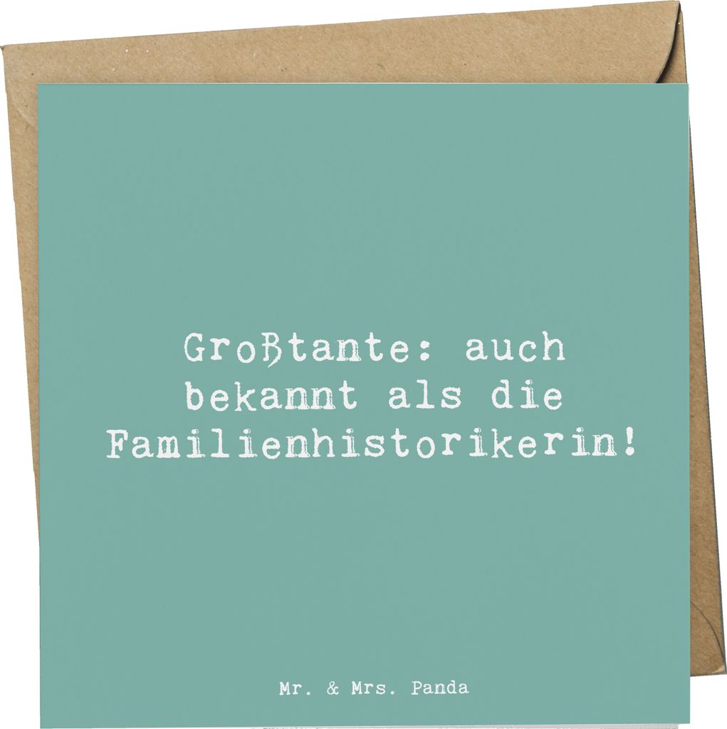 Mr. & Mrs. Panda Glückwunschkarte Spruch Großtante Historikerin - Meeresbrise - Geschenk, erweiterte Familie, Grußkarte, liebevoll, Anekdoten, L...