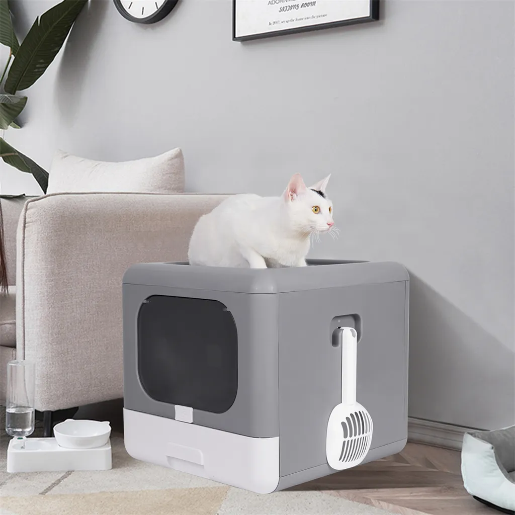 Bac à litière pour chat grand format, solution anti-odeur et anti-trace - 4