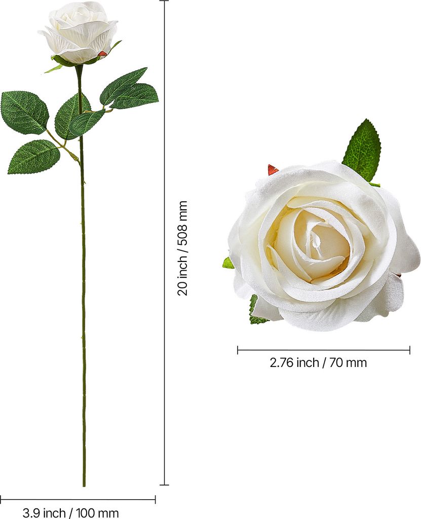 VEVOR Knstliche Rosenblten, 120 Stck Kunstblumen, wei,