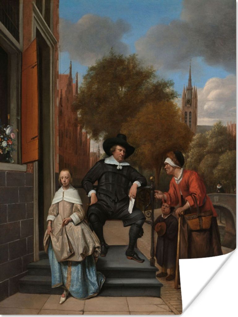 MuchoWow Poster Der Bürgermeister von Delft und seine Tochter - Gemälde von Jan Steen 120x160 cm - Wandbilder