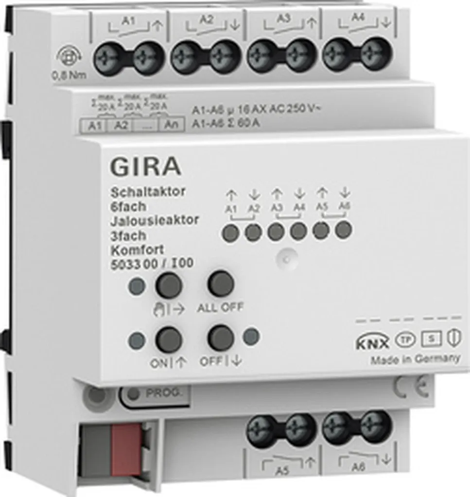 Actionneur Gira KNX Secure 16A : sécurisez et automatisez vos stores 3x