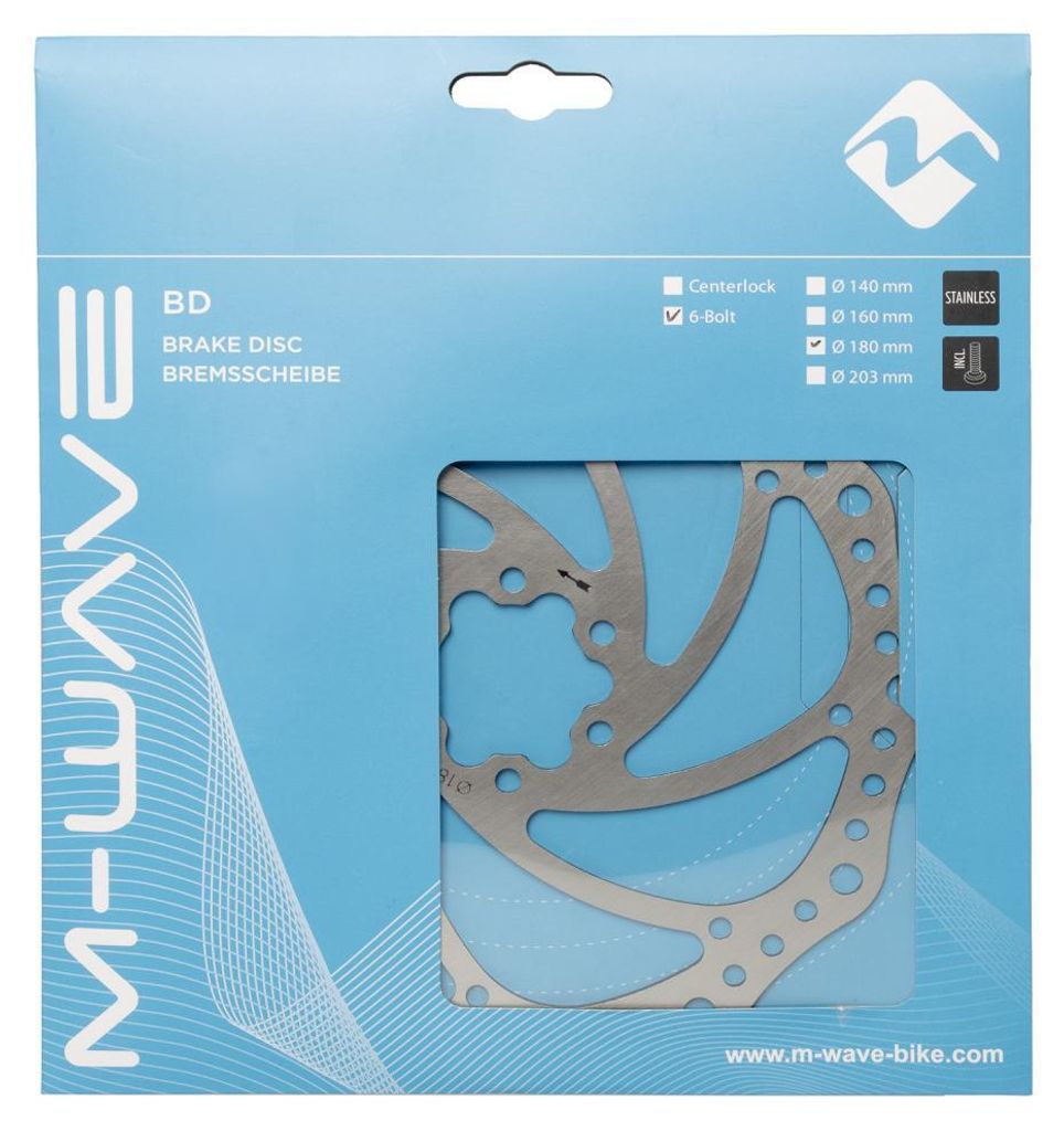 M-WAVE Bremsscheibe BD-180 Ø=180mm Edelstahl 6-Loch silber Produktbild 