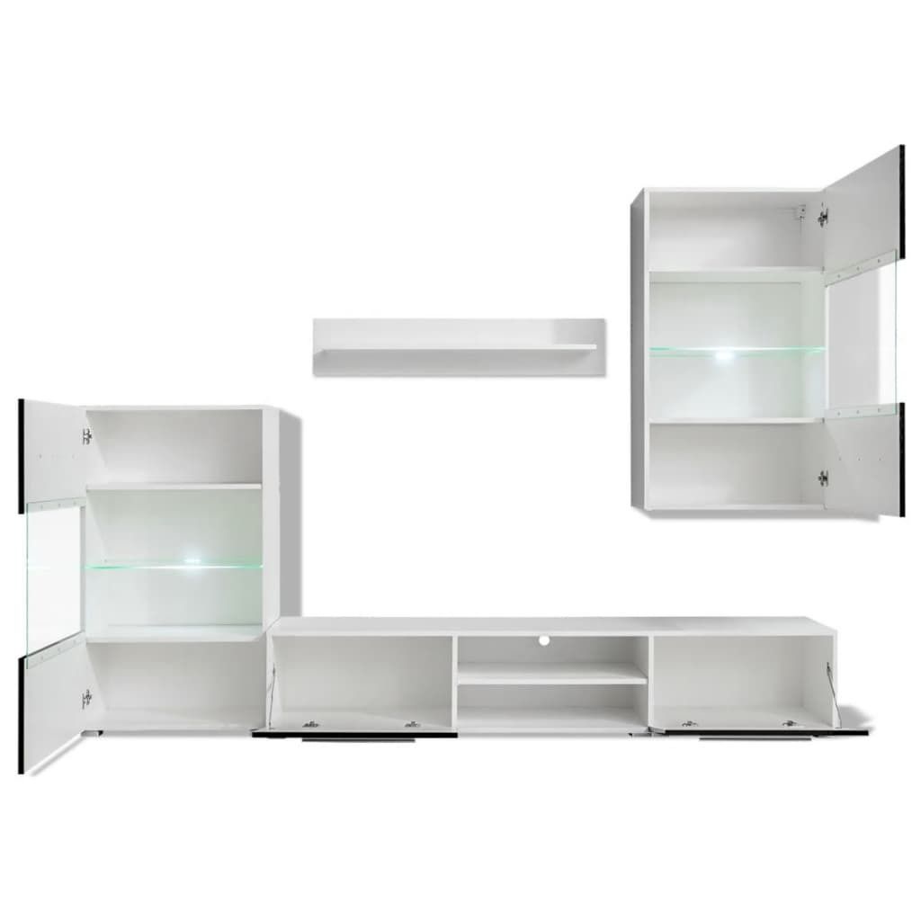 "Winter Sale" TV-Schränke - Schwarz Fünfteilige Wohnwand TV-Schrank mit LED-Beleuchtung Schwarz DE9904883