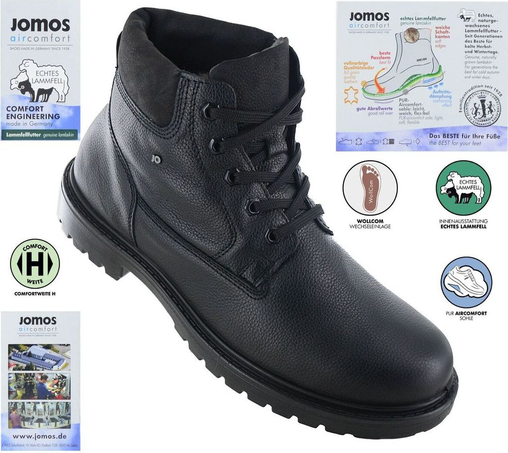 Jomos ALPINA Boots in Übergrößen Schwarz 456510 383 000 große Herrenschuhe, Größe:44