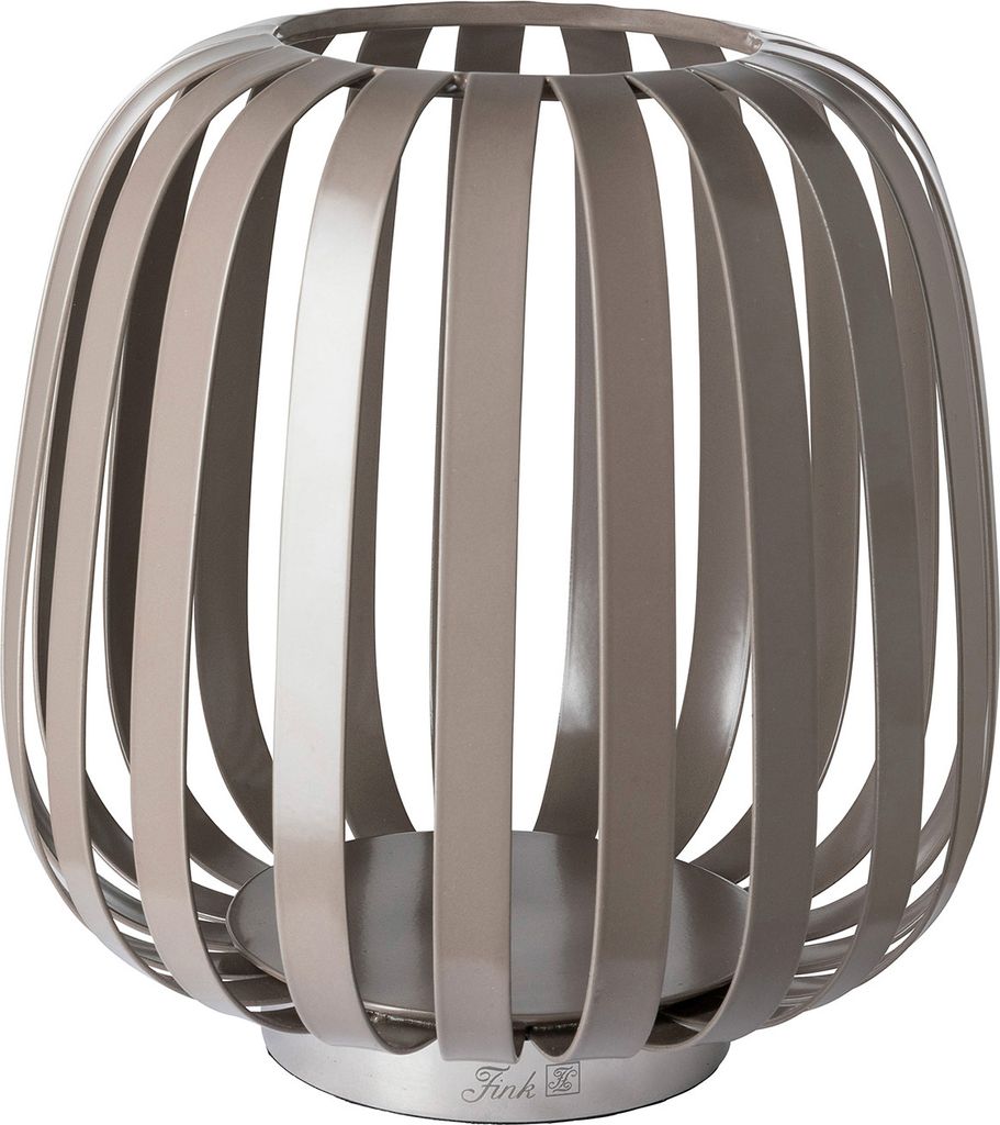 Fink MAMBAIA, Windlicht ohne Glas, vernickelt, Eisen, pulverbeschichtet, glatt, silberfarben, hellbraun, L. 21.5 cm, B. 21.5 cm, H. 22 cm 146353