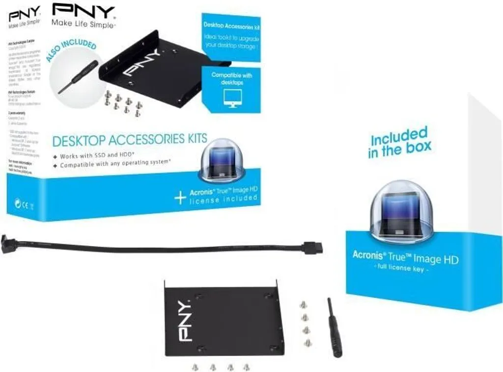 Support de Montage Interne PNY pour Disque Dur 2.5'' vers Baie 3.5'' PC