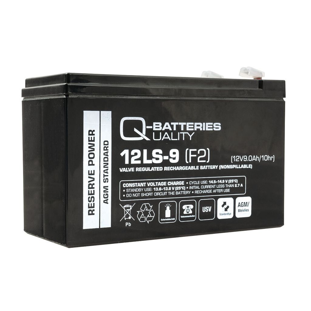 Q-Batteries 12LS-9 F2 12V 9Ah Blei-Vlies-Akku AGM 12 Jahre Produktbild 