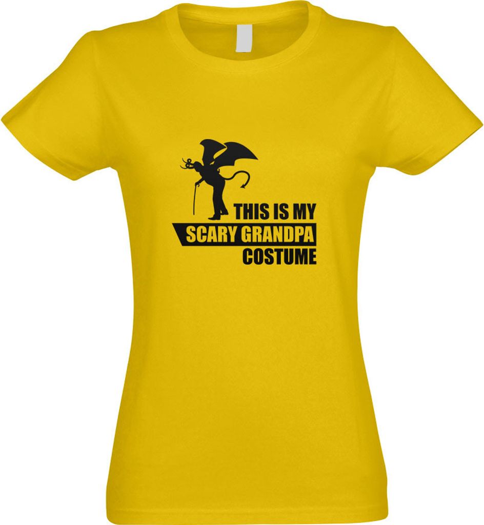 Kiwistar - T-Shirt tailliert - Damen - gelb - My Scary Grandpa Costume - mit Motiv Bedruckt - Funshirt Design - Sport - Freizeit - Damen - L