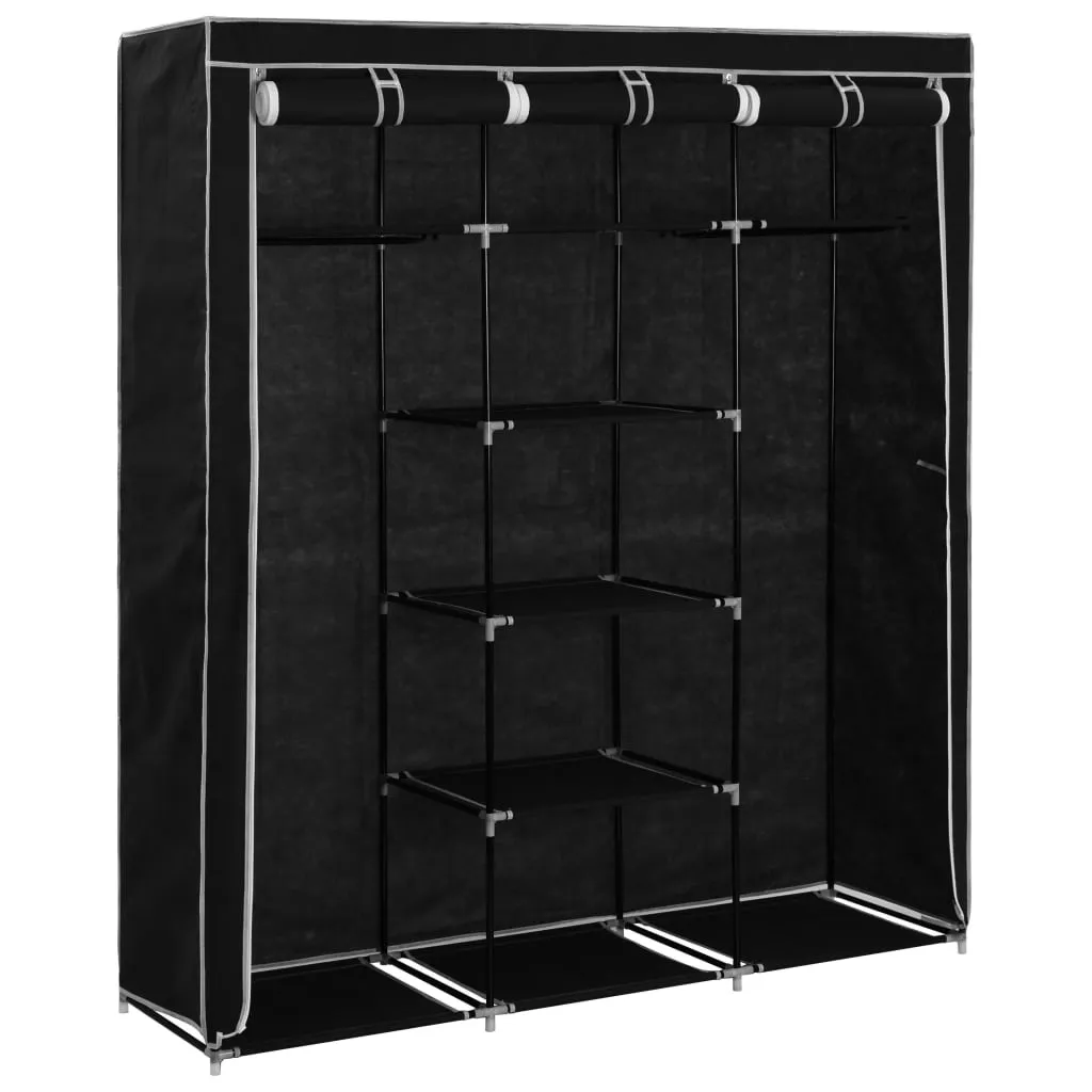 VidaXL Armadio Tessuto Nero 150x45x175cm | Guardaroba Componibile Salvaspazio