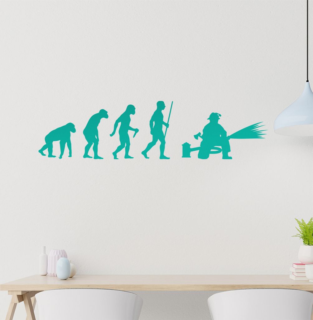 Feuerwehrmann Evolution Wandtattoo Wandaufkleber Wall Sticker - Dekoration, Küche, Wohnzimmer, Schlafzimmer, Badezimmer