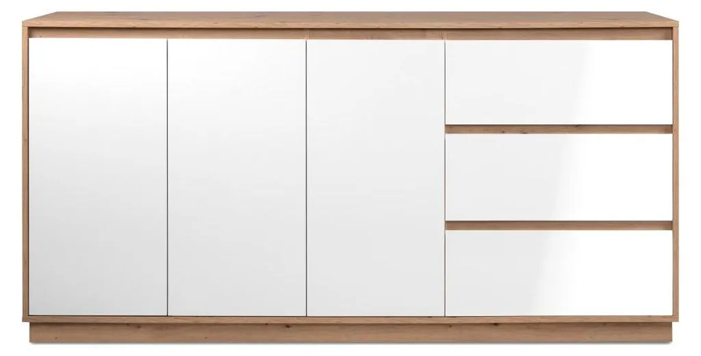 Buffet Blanc et Chêne 178 cm PHOENIX : Rangez Tout dans votre Salon