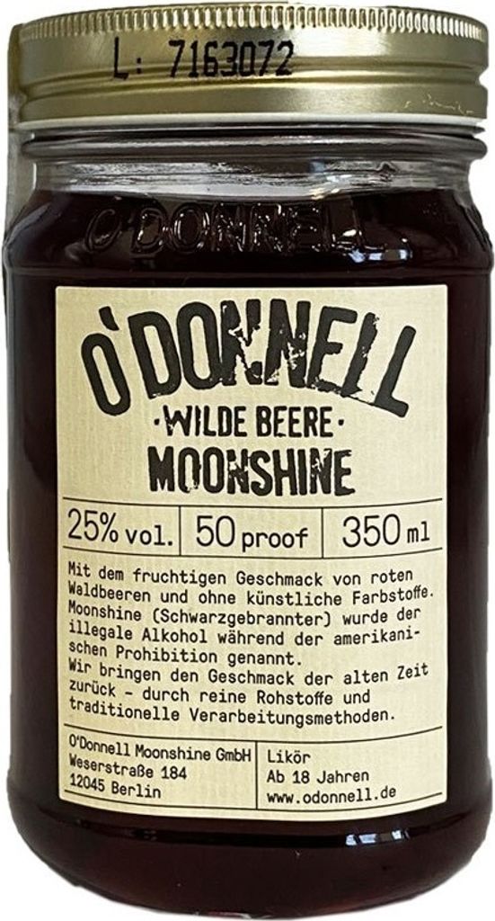 O'Donnell Wilde Beere Moonshine Likör, 25% Vol. 0,35 l Produktbild 